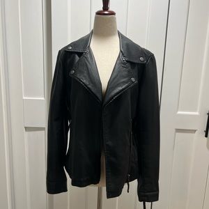 Max Studio vegan leather moto biker jacket. Black Size S